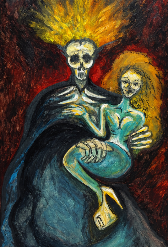 Embrace of mortality, 2023, acrylic on canvas